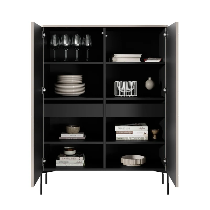 Credenza 2 ante con piede in metallo cashmere Sonatia 124x140 cm
