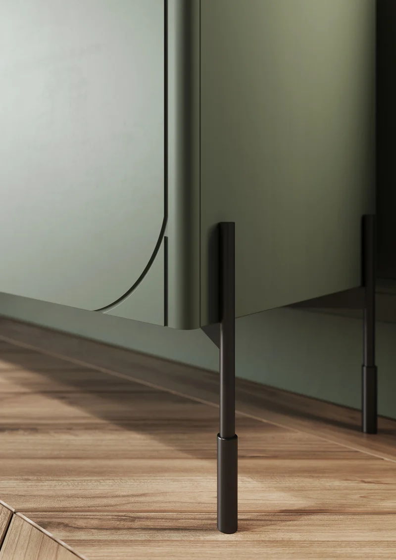 Credenza 2 ante con piede in metallo verde oliva Sonatia 124x140 cm