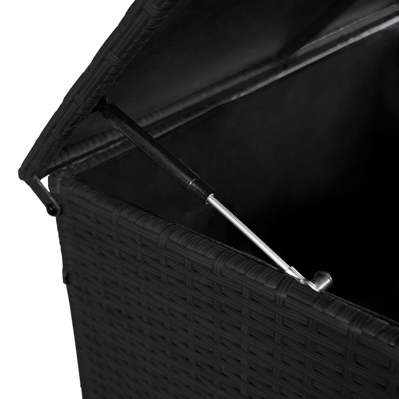 Set da Giardino in Alluminio 4 Pezzi con Cassapanca in Rattan Nero – Grigio Antracite