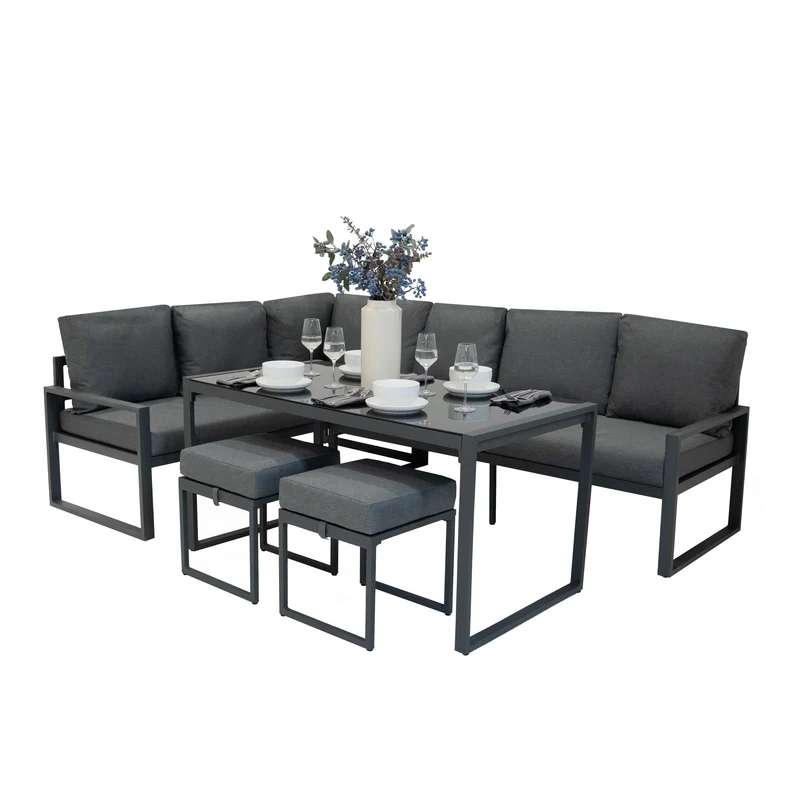 Set Divano Angolare in Alluminio - Grigio Antracite