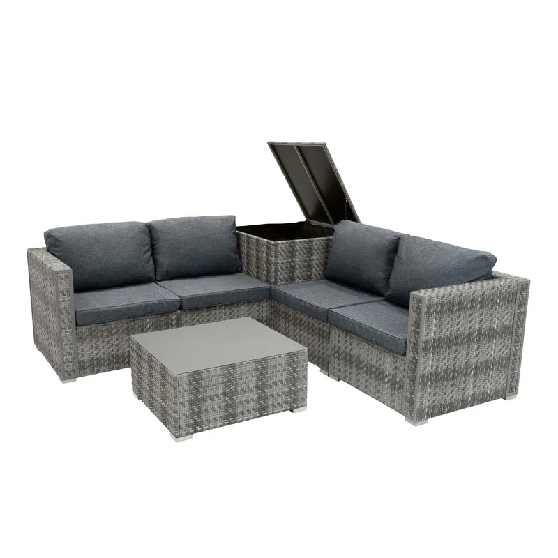 Set Mobili da Giardino 6 Pezzi in Rattan Grigio