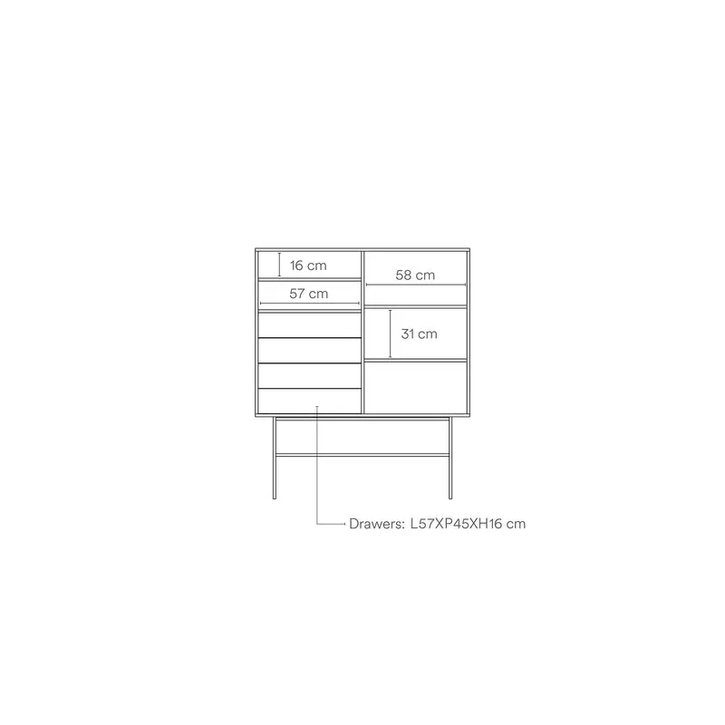 Credenza 4 cassetti anta scorrevole Nube di Teulat 120x140