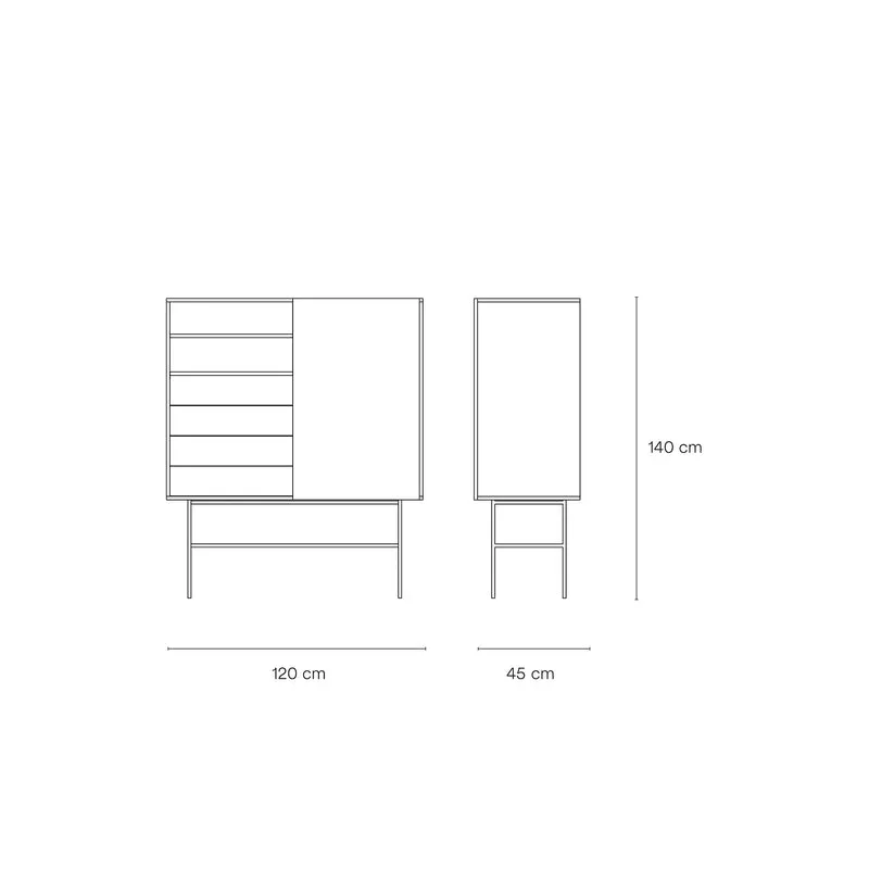 Credenza 4 cassetti anta scorrevole Nube di Teulat 120x140