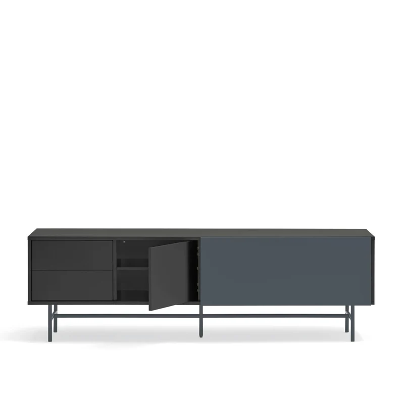 Mobile TV 2 ante e 2 cassetti laccato con piede in ferro Nube di Teulat 180x56 cm