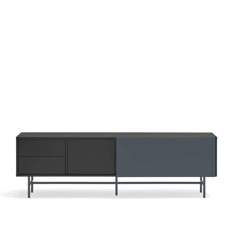 Mobile TV 2 ante e 2 cassetti laccato con piede in ferro Nube di Teulat 180x56 cm