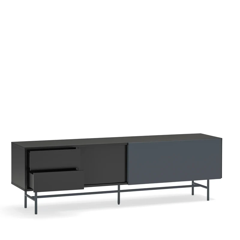 Mobile TV 2 ante e 2 cassetti laccato con piede in ferro Nube di Teulat 180x56 cm