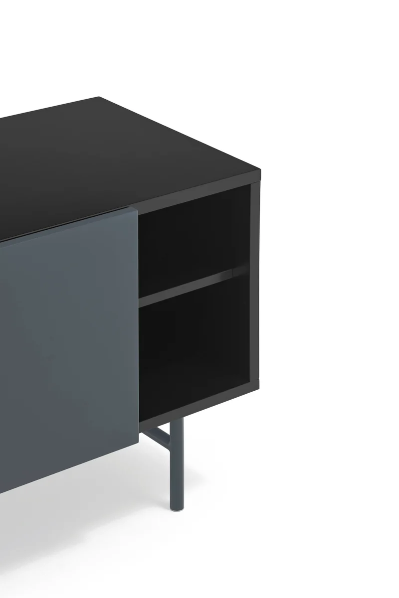 Mobile TV 2 ante e 2 cassetti laccato con piede in ferro Nube di Teulat 180x56 cm
