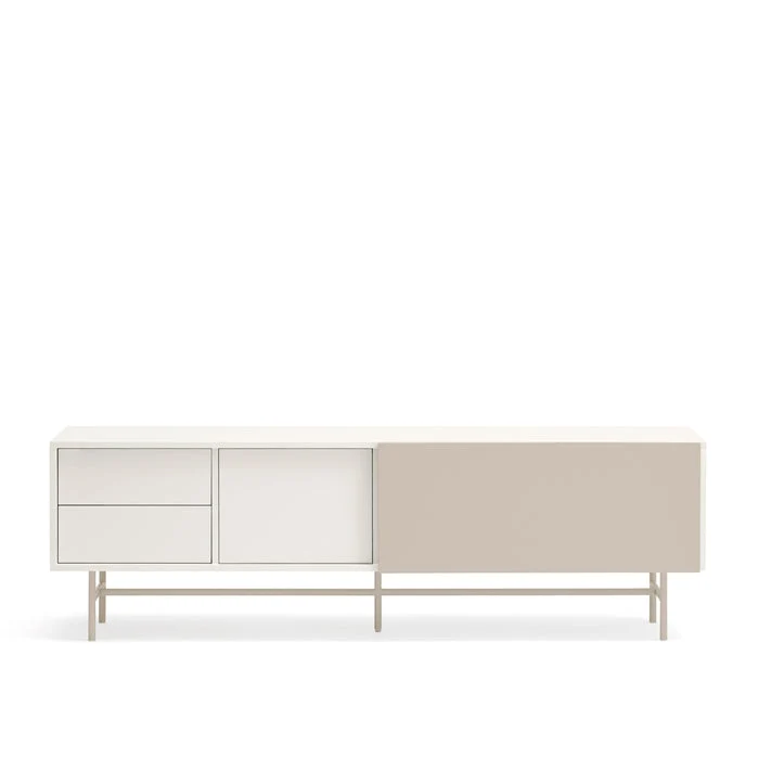 Mobile TV 2 ante e 2 cassetti laccato con piede in ferro Nube di Teulat 180x56 cm