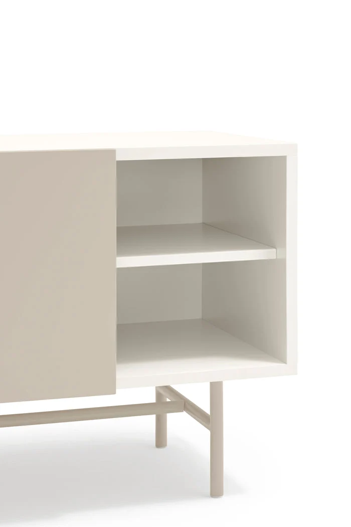 Mobile TV 2 ante e 2 cassetti laccato con piede in ferro Nube di Teulat 180x56 cm