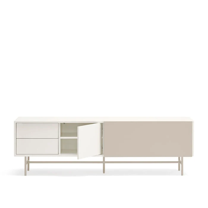 Mobile TV 2 ante e 2 cassetti laccato con piede in ferro Nube di Teulat 180x56 cm