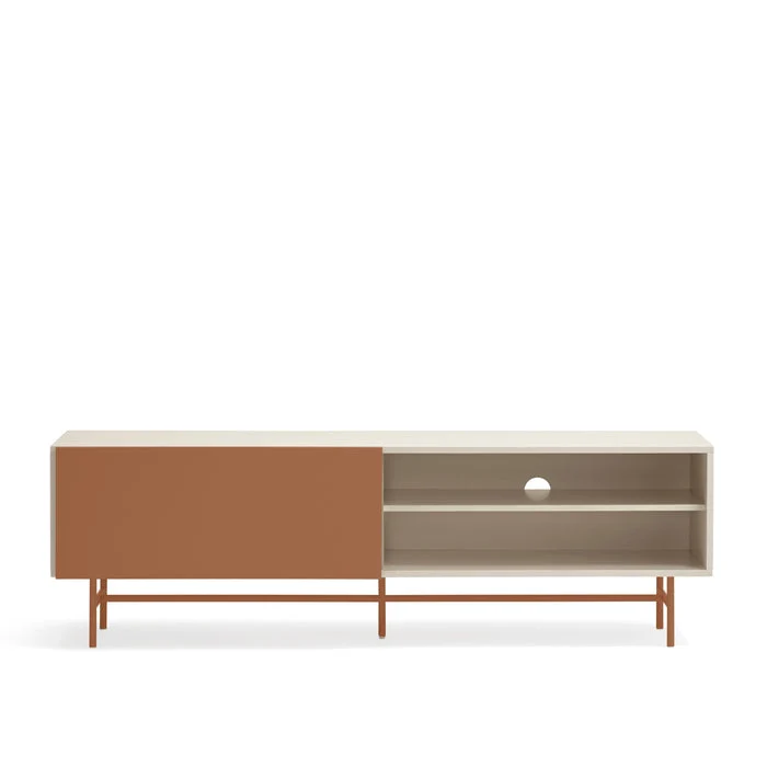 Mobile TV 2 ante e 2 cassetti laccato con piede in ferro Nube di Teulat 180x56 cm