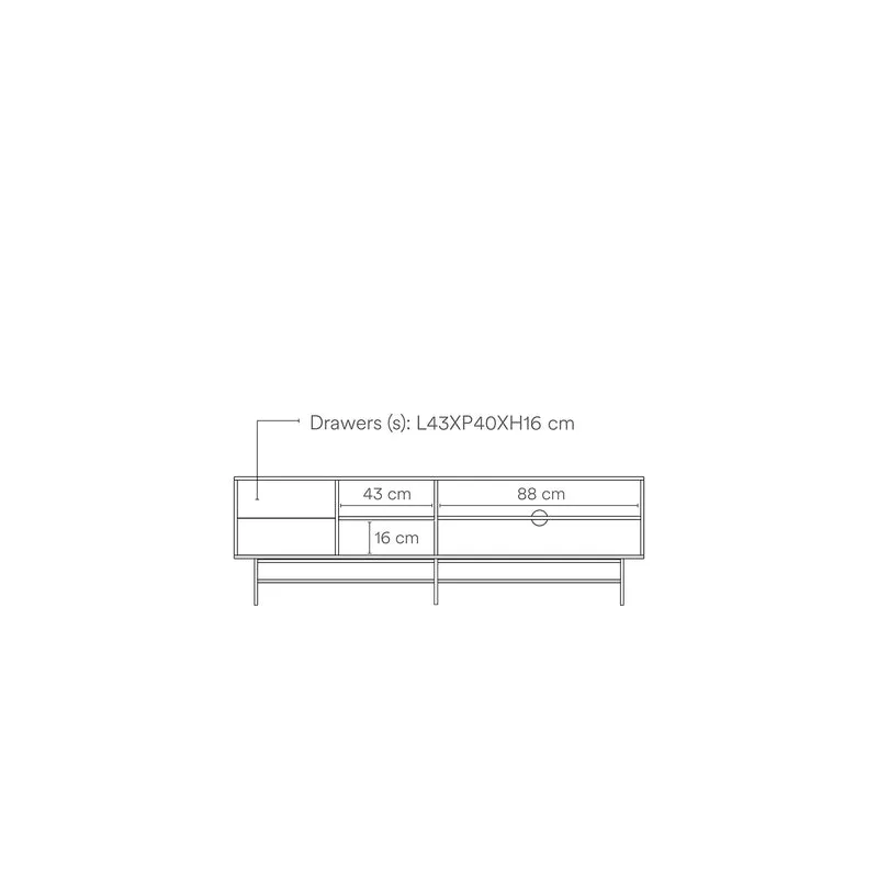 Mobile TV 2 ante e 2 cassetti laccato con piede in ferro Nube di Teulat 180x56 cm