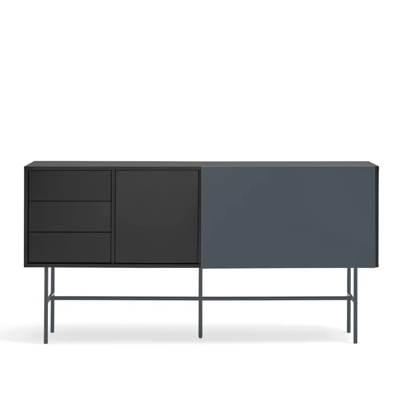 Madia 3 cassetti anta scorrevole laccata con piede in ferro Nube di Teulat 180x45cm