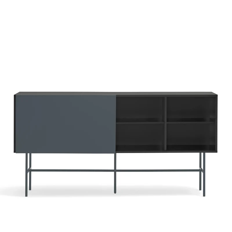 Madia 3 cassetti anta scorrevole laccata con piede in ferro Nube di Teulat 180x45cm