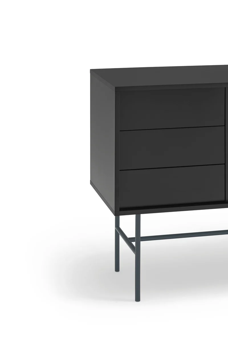 Madia 3 cassetti anta scorrevole laccata con piede in ferro Nube di Teulat 180x45cm