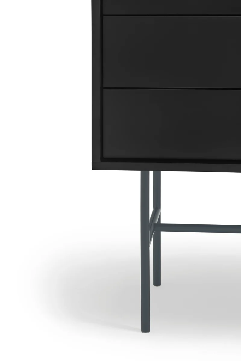 Madia 3 cassetti anta scorrevole laccata con piede in ferro Nube di Teulat 180x45cm