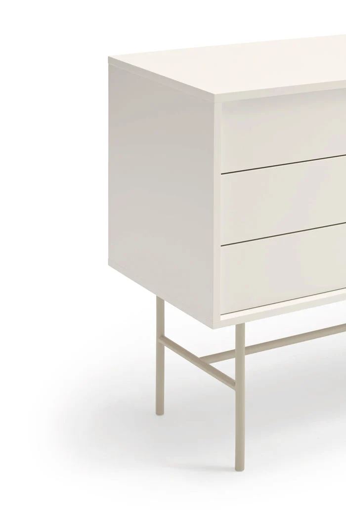 Madia 3 cassetti anta scorrevole laccata con piede in ferro Nube di Teulat 180x45cm