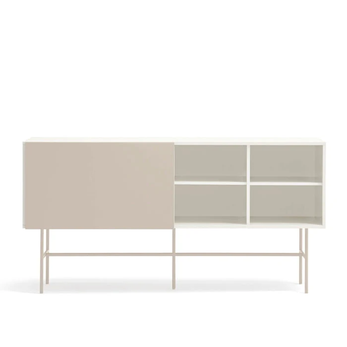 Madia 3 cassetti anta scorrevole laccata con piede in ferro Nube di Teulat 180x45cm