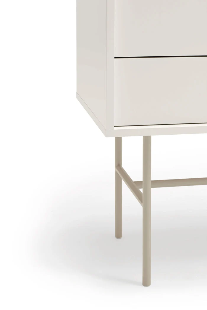 Madia 3 cassetti anta scorrevole laccata con piede in ferro Nube di Teulat 180x45cm