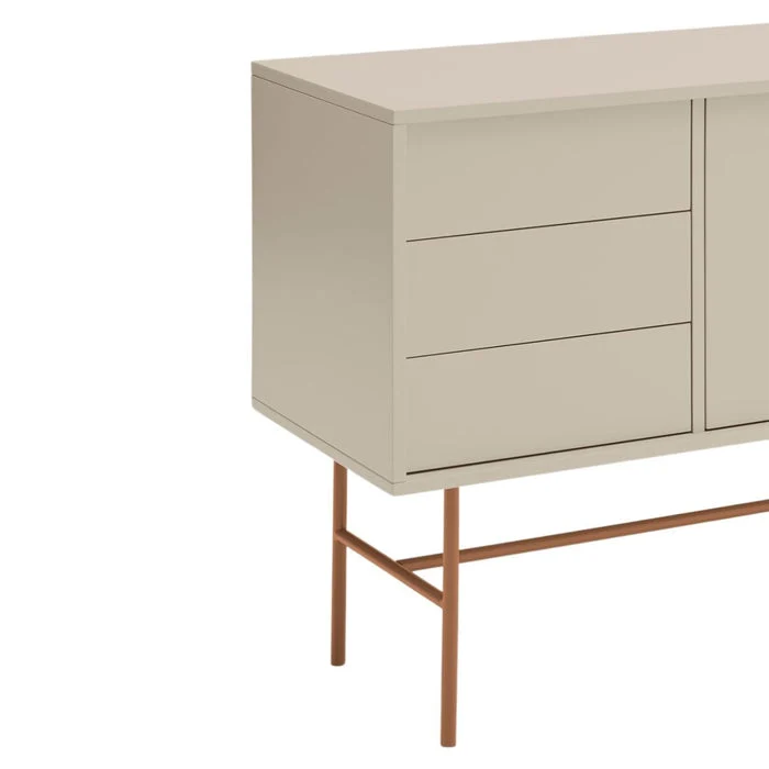 Madia 3 cassetti anta scorrevole laccata con piede in ferro Nube di Teulat 180x45cm