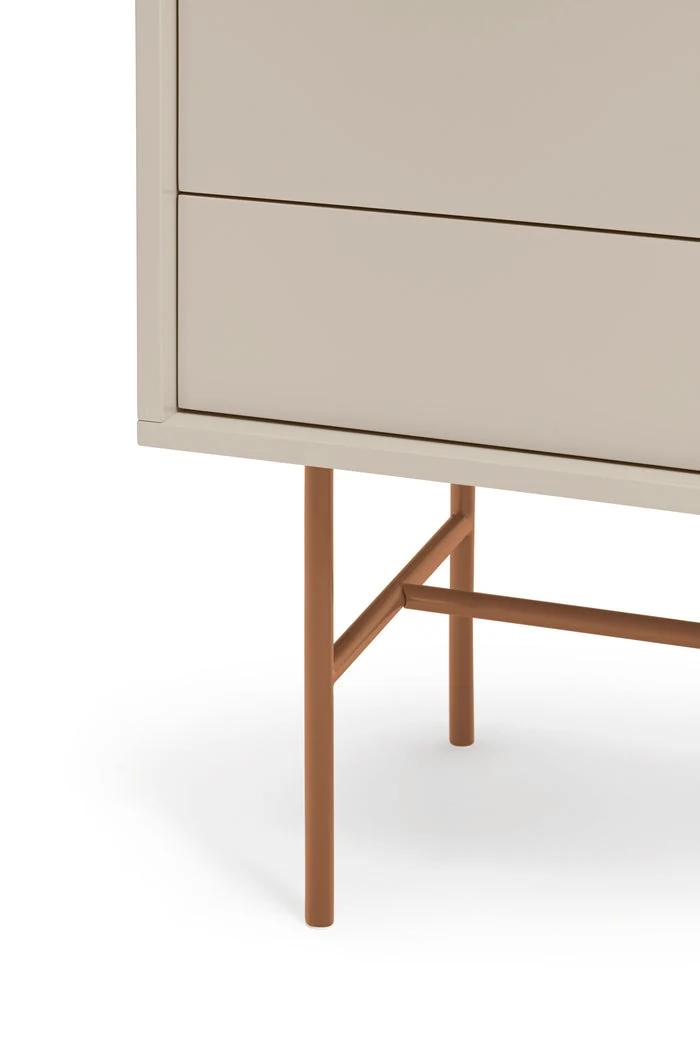 Madia 3 cassetti anta scorrevole laccata con piede in ferro Nube di Teulat 180x45cm