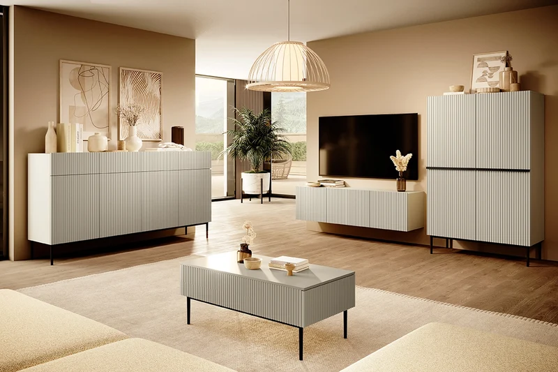 Credenza cachemire 2 ante con piede in metallo nero Nicole 100x160 cm