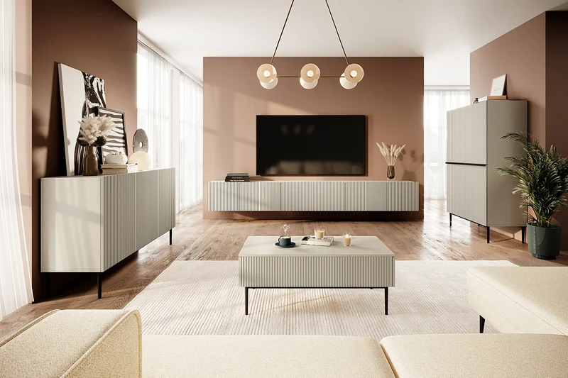Credenza cachemire 2 ante con piede in metallo nero Nicole 100x160 cm