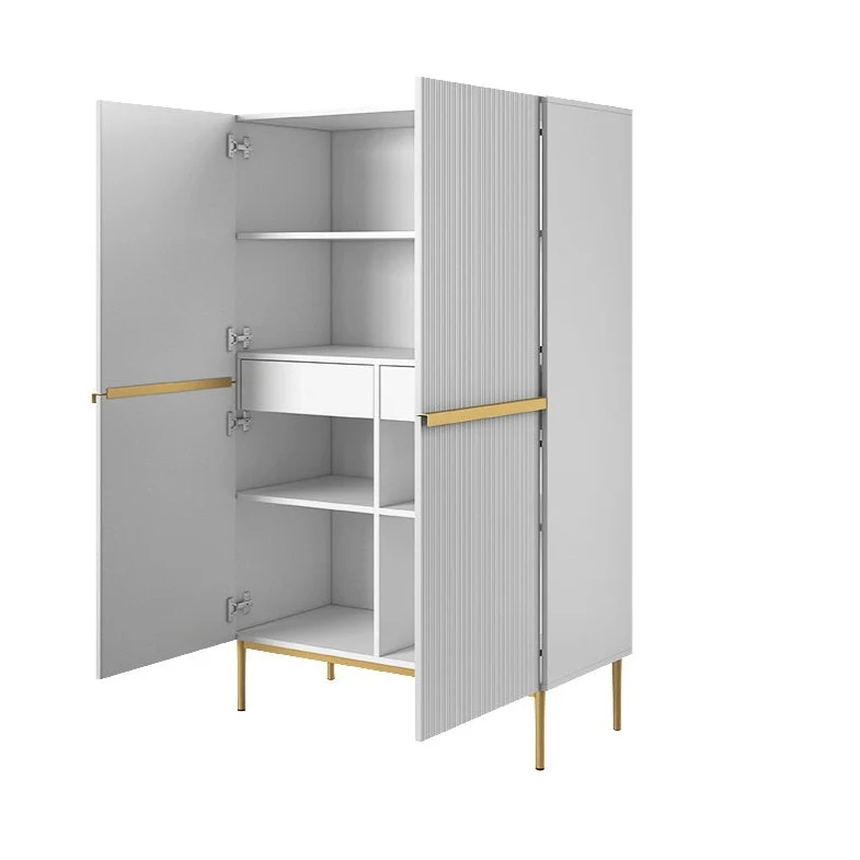 Credenza bianca 2 ante con piede in metallo oro Nicole 100x160 cm