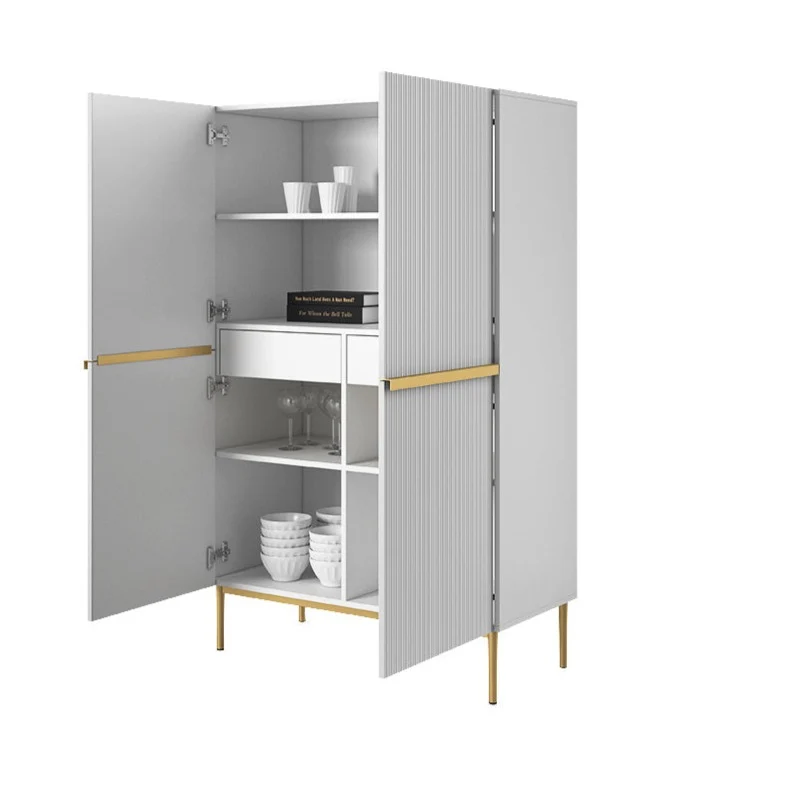 Credenza bianca 2 ante con piede in metallo oro Nicole 100x160 cm