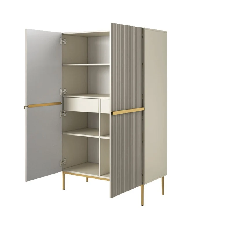 Credenza cashmere 2 ante con piede in metallo oro Nicole 100 x 160 cm