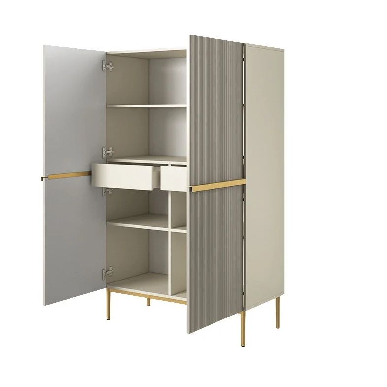 Credenza cashmere 2 ante con piede in metallo oro Nicole 100 x 160 cm