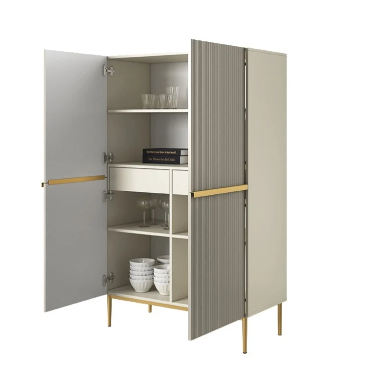 Credenza cashmere 2 ante con piede in metallo oro Nicole 100 x 160 cm