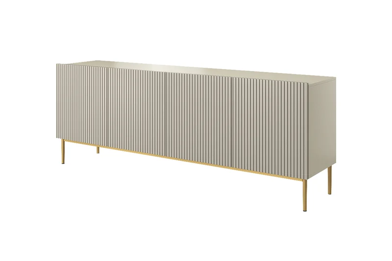 Madia cashmere 4 ante con piede in metallo oro Nicole 200 x 45 cm