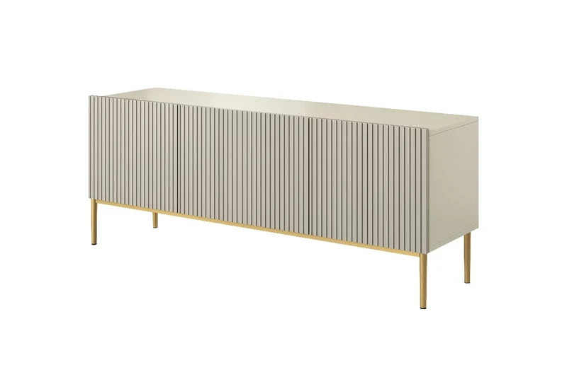 Mobile TV cashmere 2 ante a ribalta 1 cassetto con piede in metallo oro Nicole 150 x 45 cm