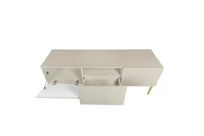 Mobile TV cashmere 2 ante a ribalta 1 cassetto con piede in metallo oro Nicole 150 x 45 cm