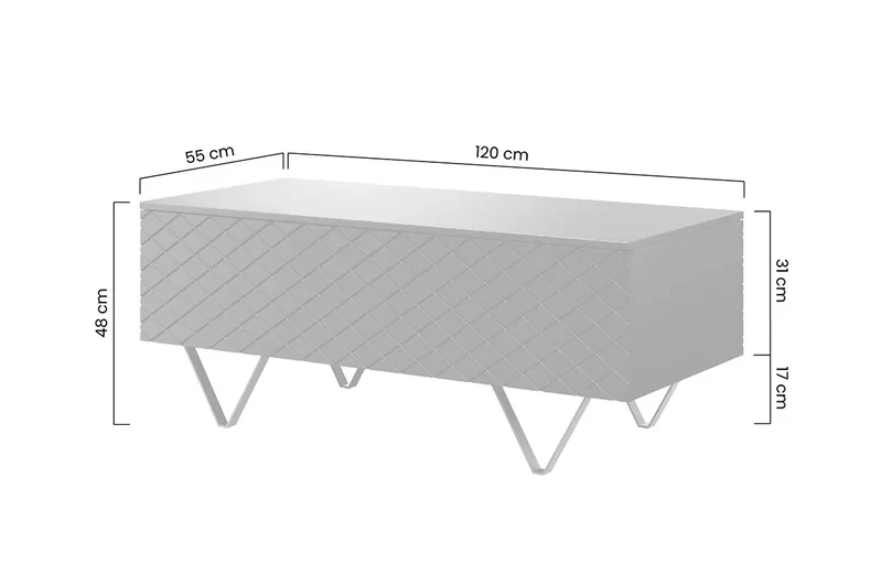 Tavolino 2 ante a ribalta con piede in metallo oro Scalia 120x55 cm