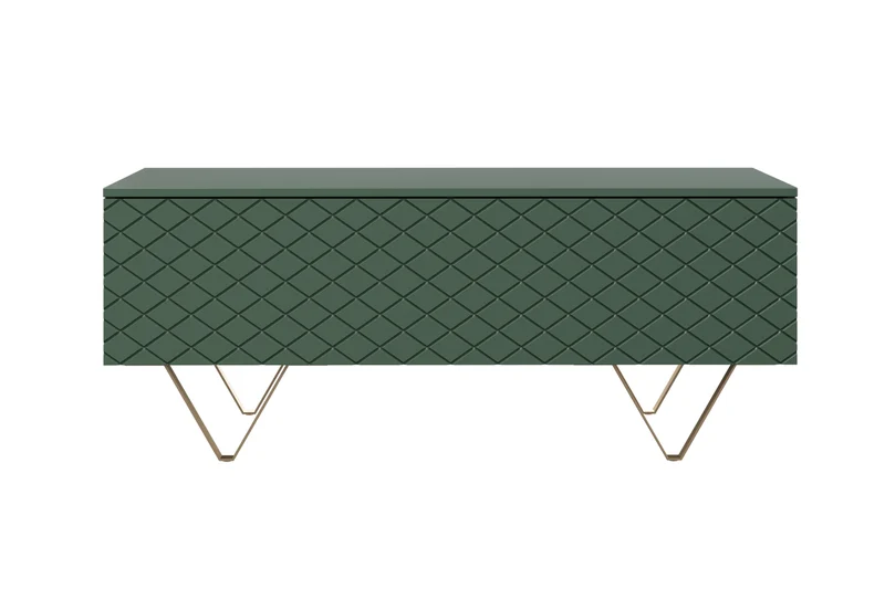 Tavolino 2 ante a ribalta con piede in metallo oro Scalia 120x55 cm