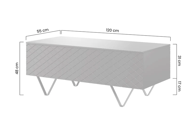 Tavolino 2 ante a ribalta con piede in metallo oro Scalia 120x55 cm