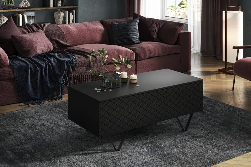 Tavolino 2 ante a ribalta con piede in metallo nero Scalia 120x55 cm