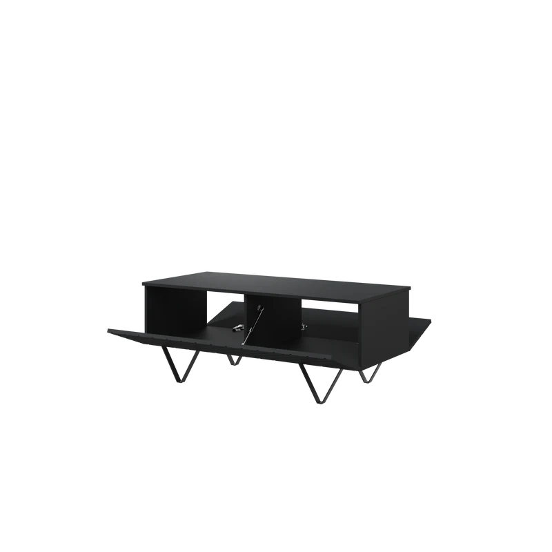 Tavolino 2 ante a ribalta con piede in metallo nero Scalia 120x55 cm