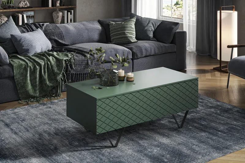 Tavolino 2 ante a ribalta con piede in metallo nero Scalia 120x55 cm