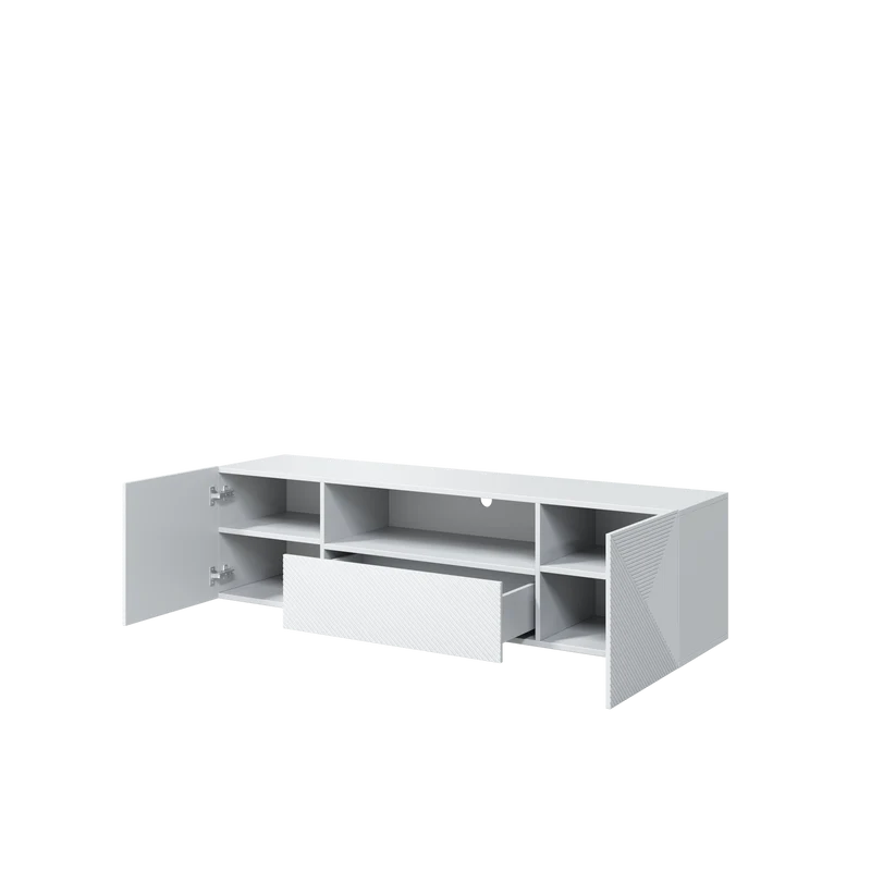 Mobile TV sospeso 2 ante 1 cassetto in legno laminato Asha 167 x 40 cm