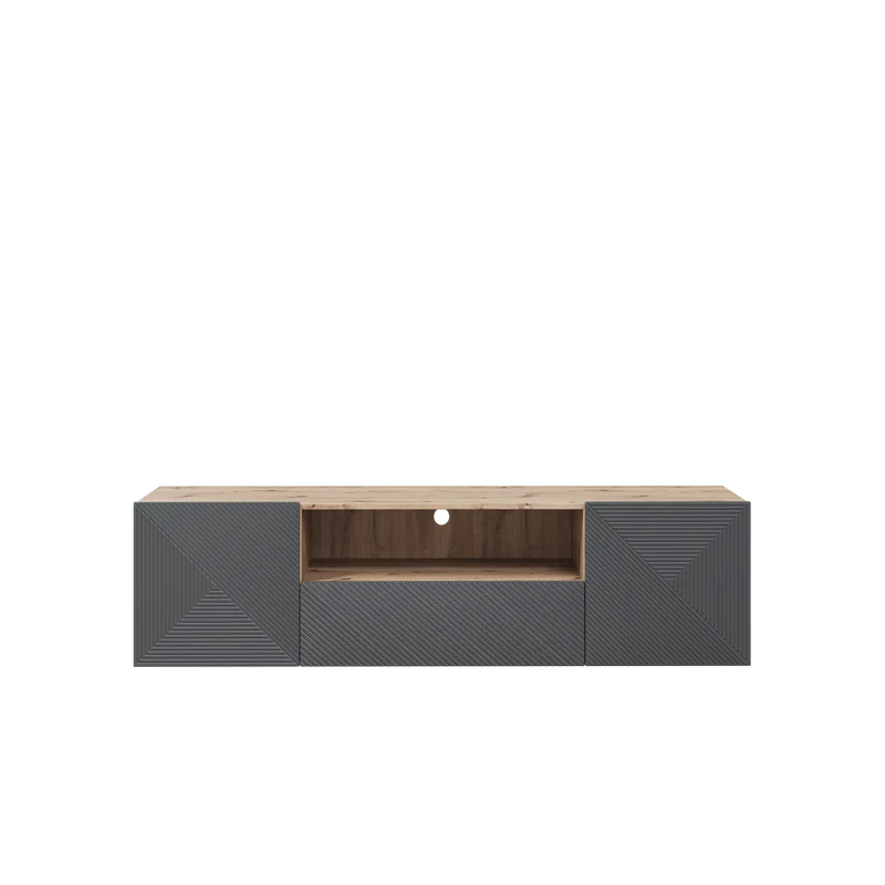 Mobile TV sospeso 2 ante 1 cassetto in legno laminato Asha 167 x 40 cm