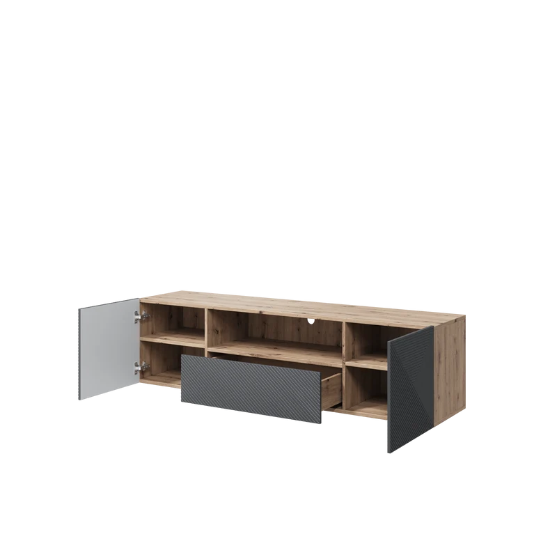 Mobile TV sospeso 2 ante 1 cassetto in legno laminato Asha 167 x 40 cm