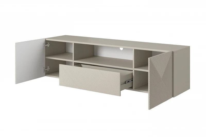 Mobile TV sospeso 2 ante 1 cassetto in legno laminato Asha 167 x 40 cm
