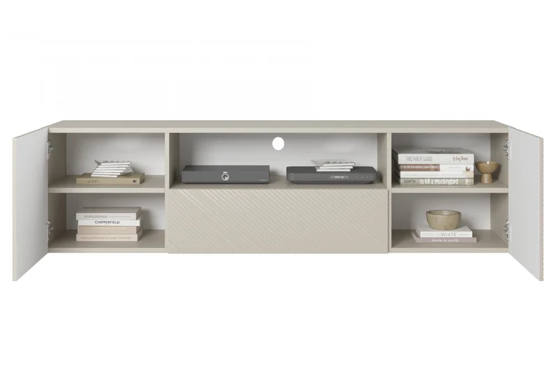 Mobile TV sospeso 2 ante 1 cassetto in legno laminato Asha 167 x 40 cm