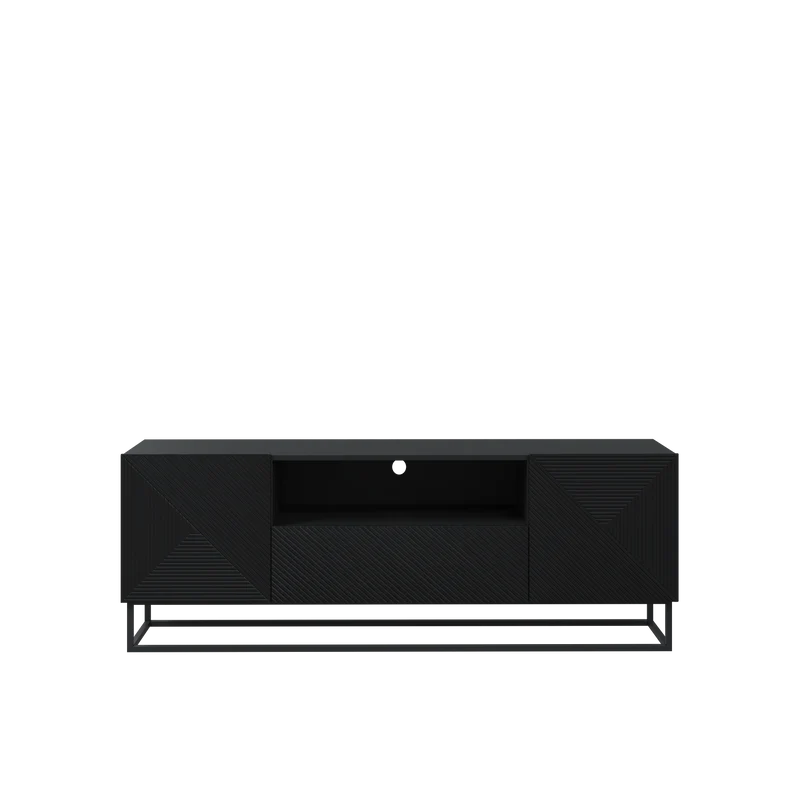 Mobile TV 2 ante 1 cassetto in legno laminato con piede in metallo Asha 167x40 cm