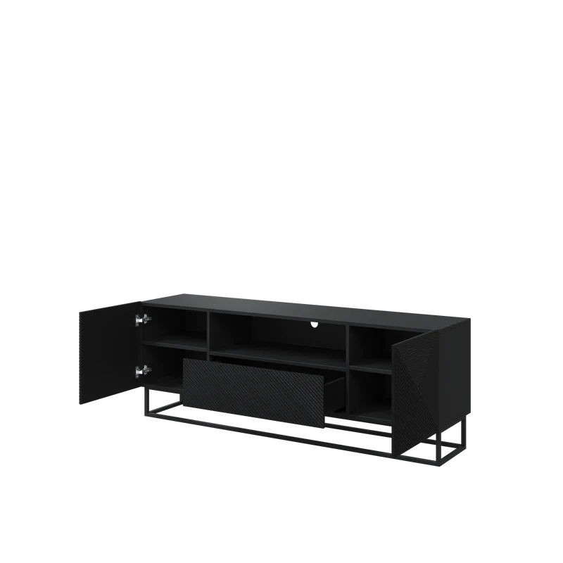Mobile TV 2 ante 1 cassetto in legno laminato con piede in metallo Asha 167x40 cm