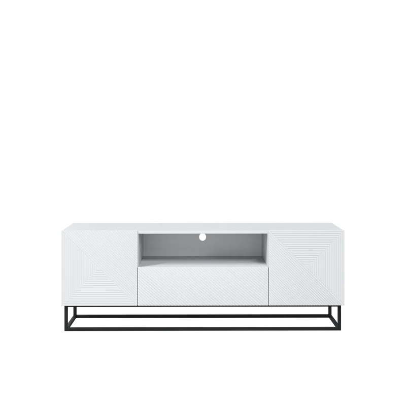 Mobile TV 2 ante 1 cassetto in legno laminato con piede in metallo Asha 167x40 cm