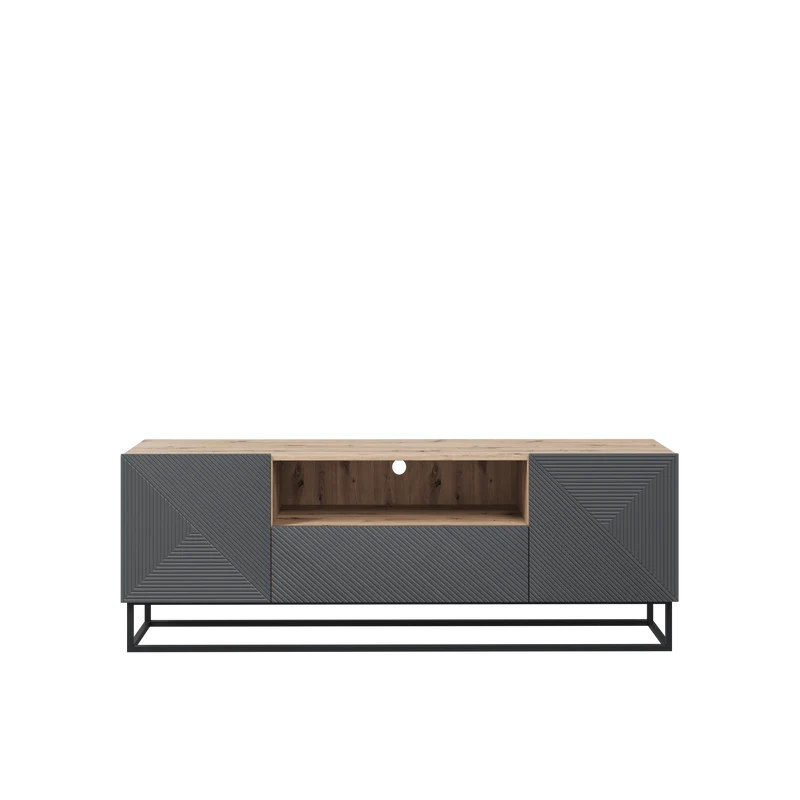 Mobile TV 2 ante 1 cassetto in legno laminato con piede in metallo Asha 167x40 cm